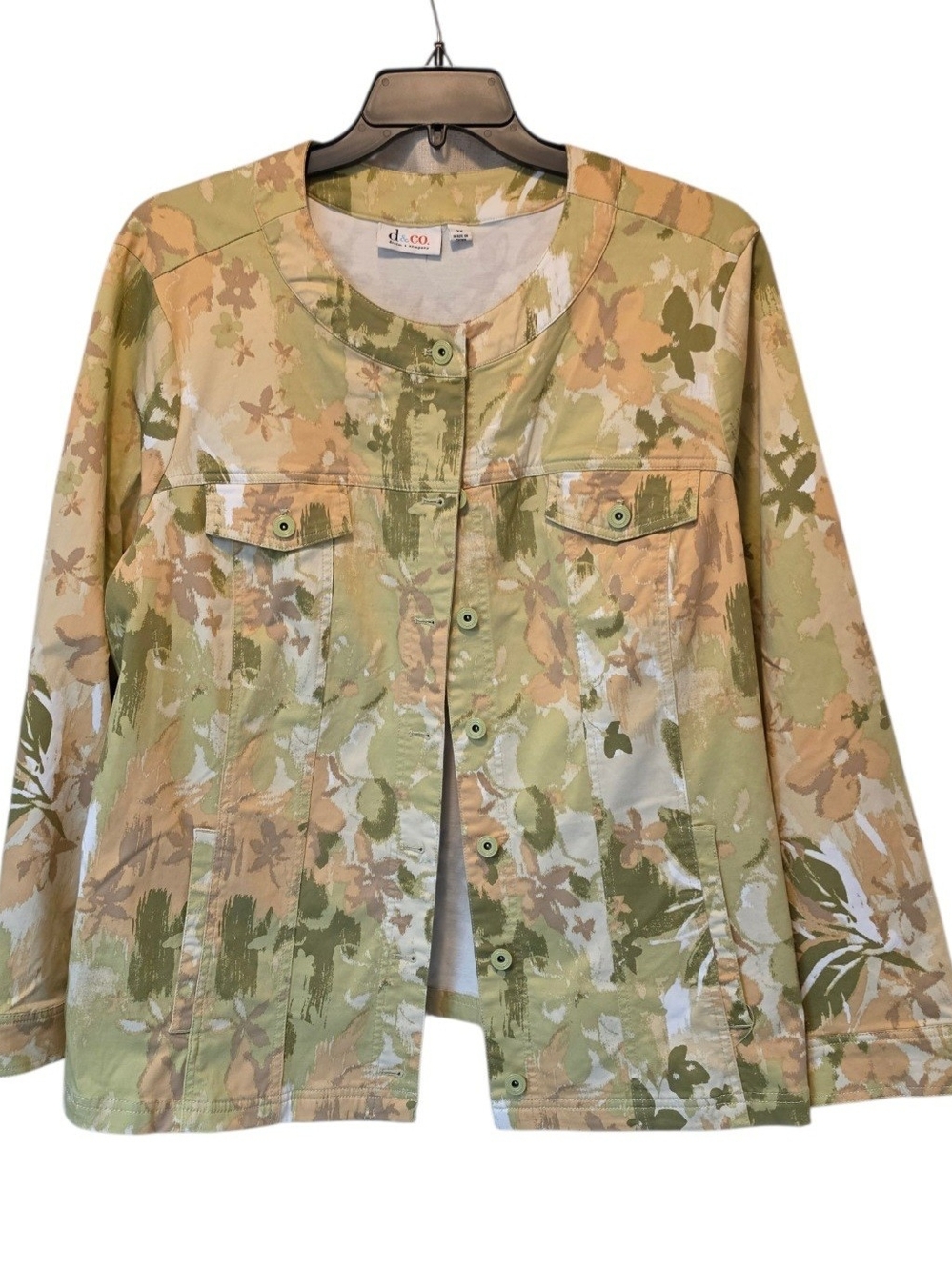Green Floral Jacket - Women's Lightweight Button Front Jacket Size 3X